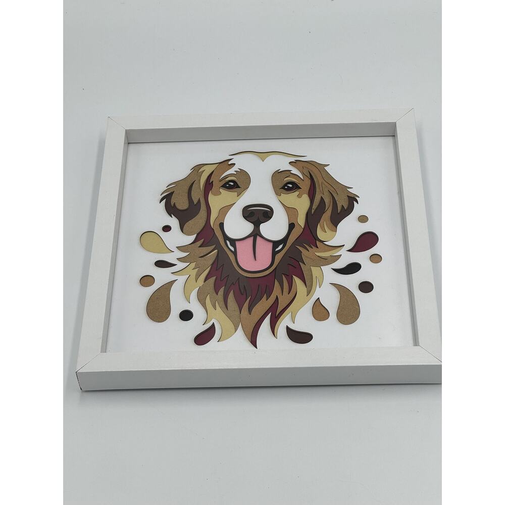 9 Paper Layers Of Mixed Colors Golden Retriever Dog/Puppy (Tan) Framed Art 7x7